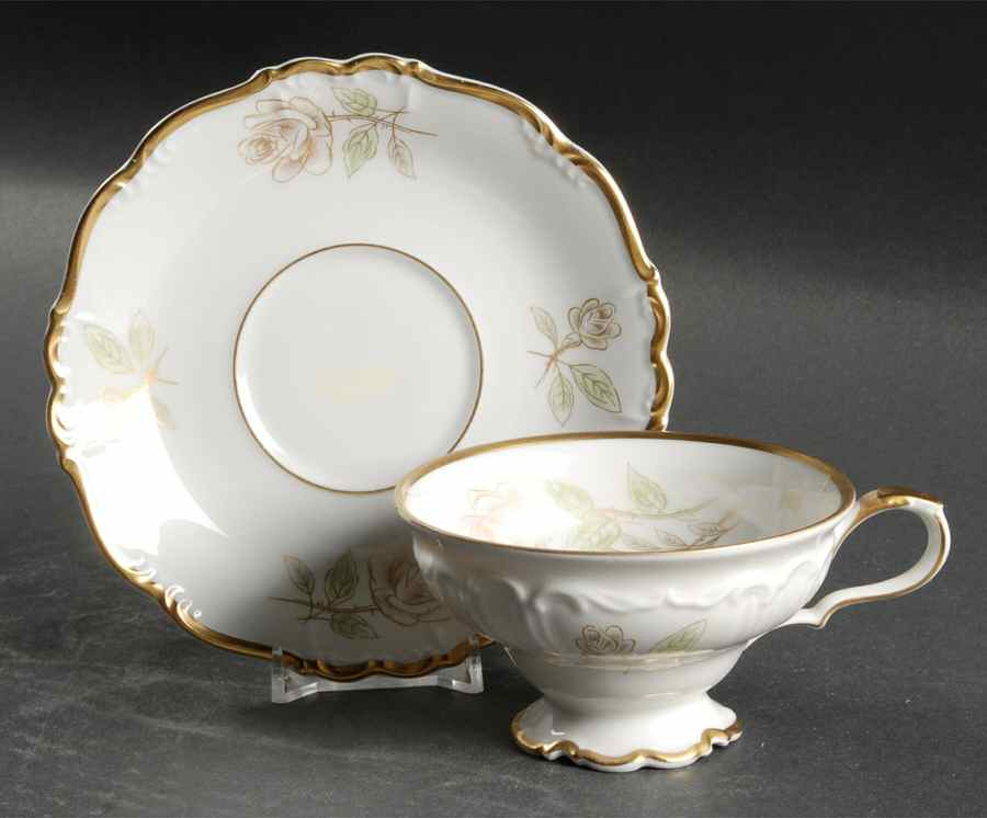 Bridal Rose Footed Cup & Saucer Set by Edelstein-1