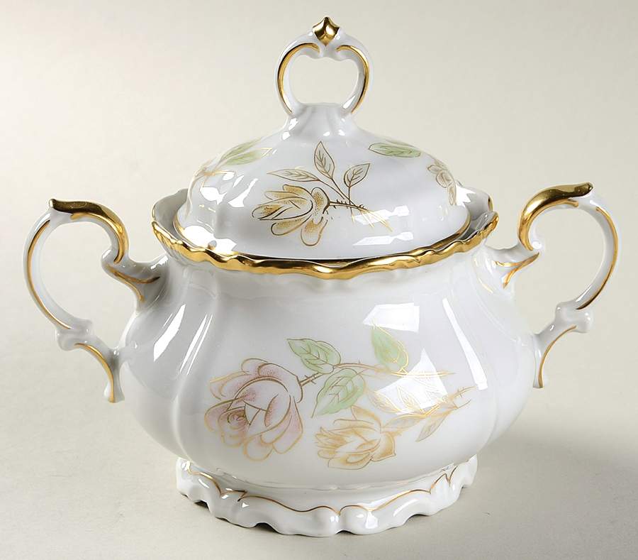 Bridal Rose Sugar Bowl & Lid by Edelstein-1