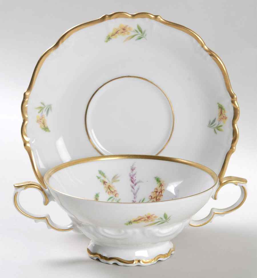 Dorchester Footed Cream Soup Bowl & Saucer Set by Edelstein-1