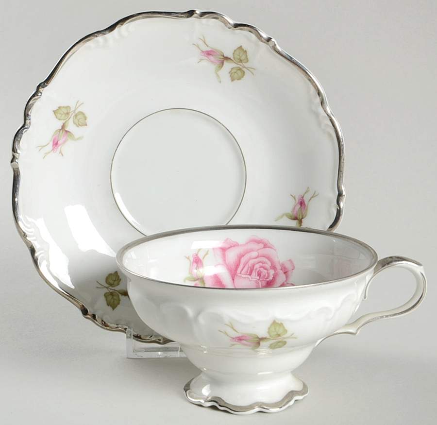 Empire Rose Footed Cup & Saucer Set by Edelstein-1