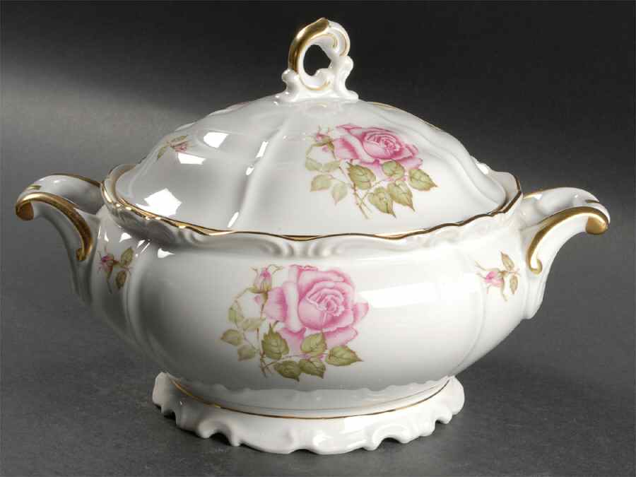 Franconia Rose Round Covered Vegetable by Edelstein-1