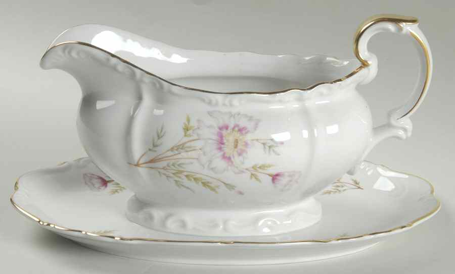 Gardenia Gravy Boat with Attached Underplate by Edelstein-1