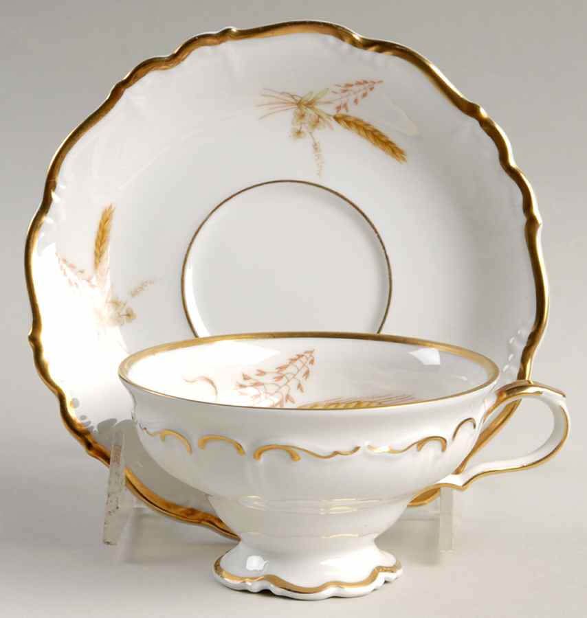 Golden Wheat Footed Cup & Saucer Set by Edelstein-1
