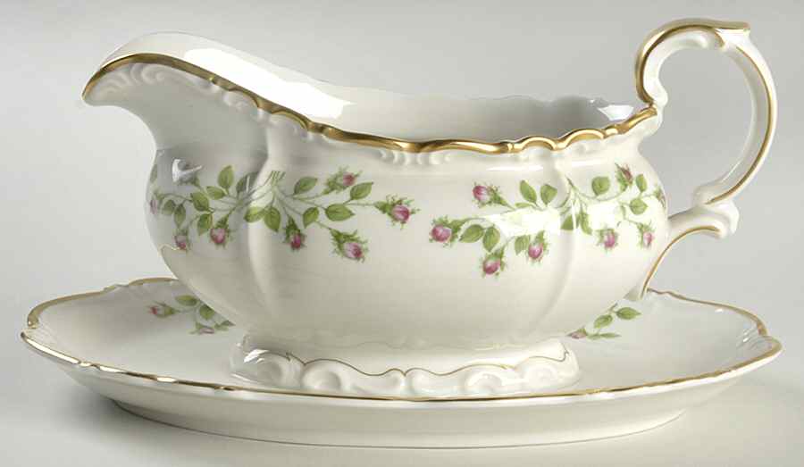 Hedgerose Gravy Boat with Attached Underplate by Edelstein-1