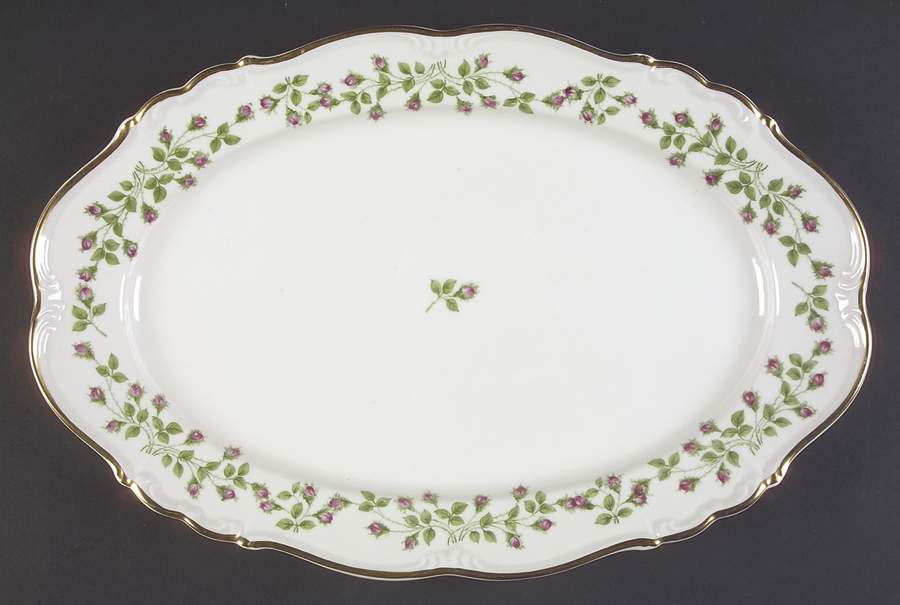 Hedgerose 15" Oval Serving Platter by Edelstein-1