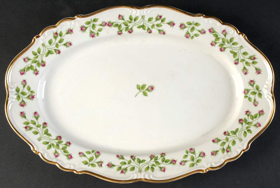 Hedgerose 13" Oval Serving Platter by Edelstein-1