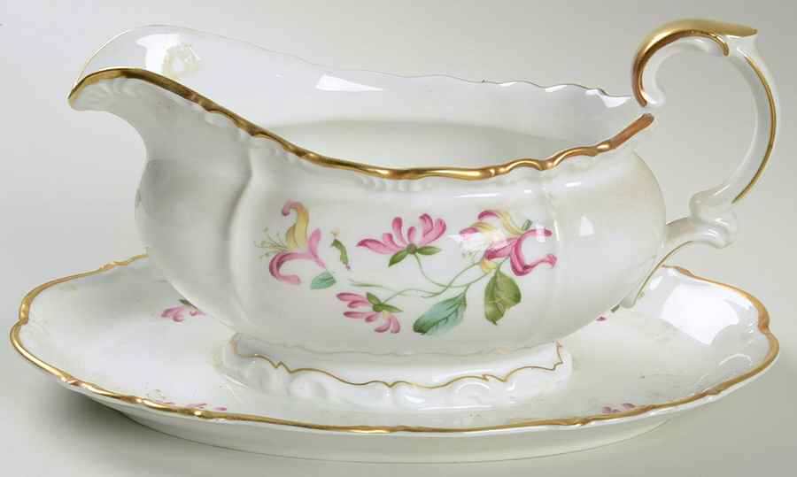 Honeysuckle Gravy Boat with Attached Underplate by Edelstein-1