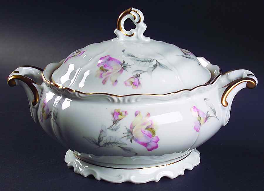 Irish Rose Round Covered Vegetable by Edelstein-1