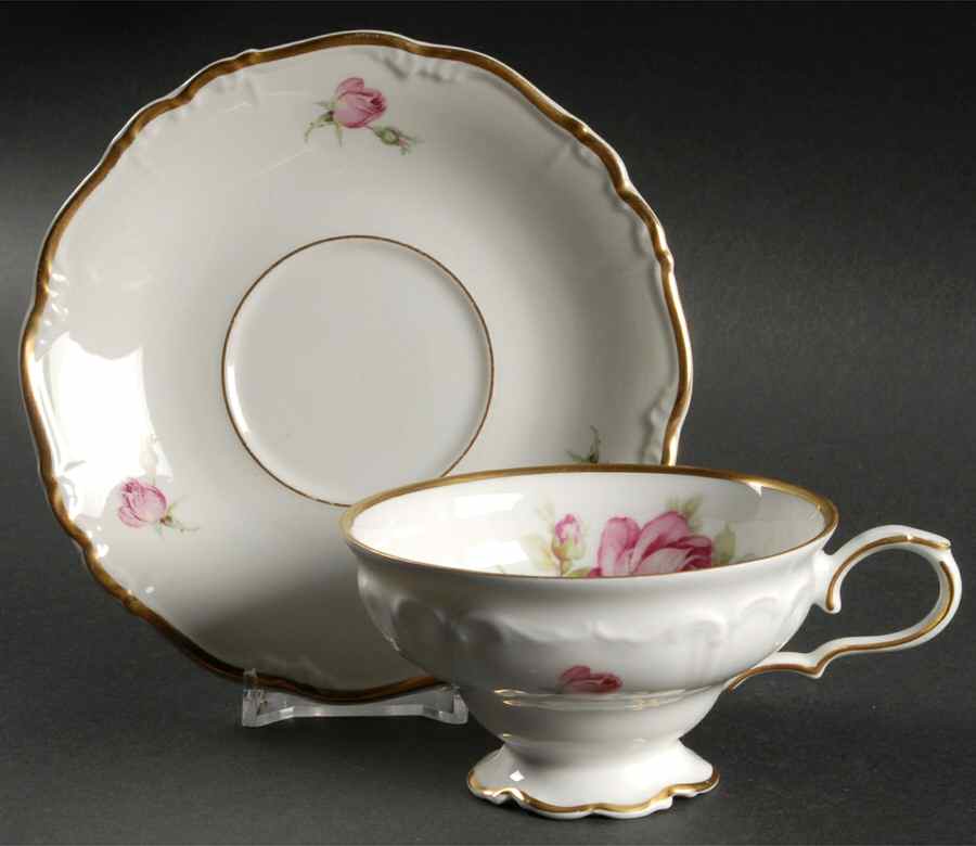 La Vie En Rose Footed Cup & Saucer Set by Edelstein-1