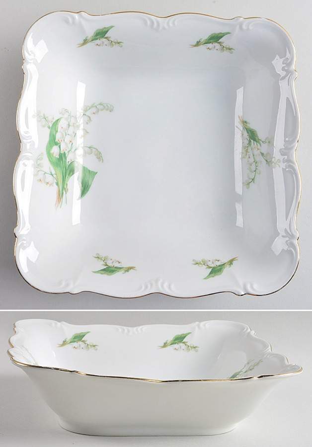 Lily of The Valley 9" Square Vegetable Bowl by Edelstein-1