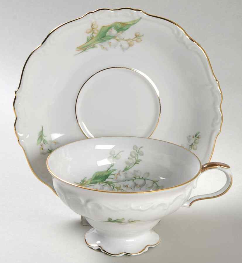 Lily of The Valley Footed Cup & Saucer Set by Edelstein-1