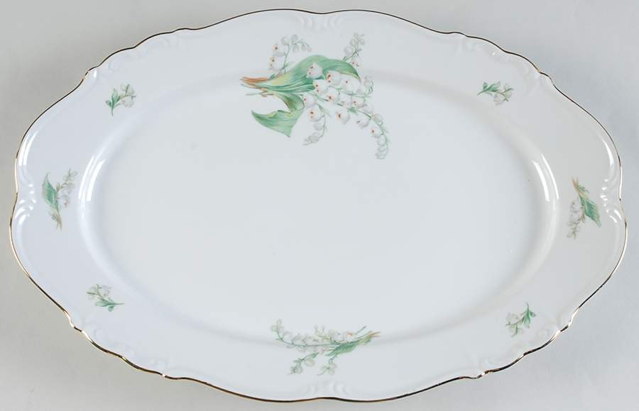 Lily of The Valley 15" Oval Serving Platter by Edelstein-1