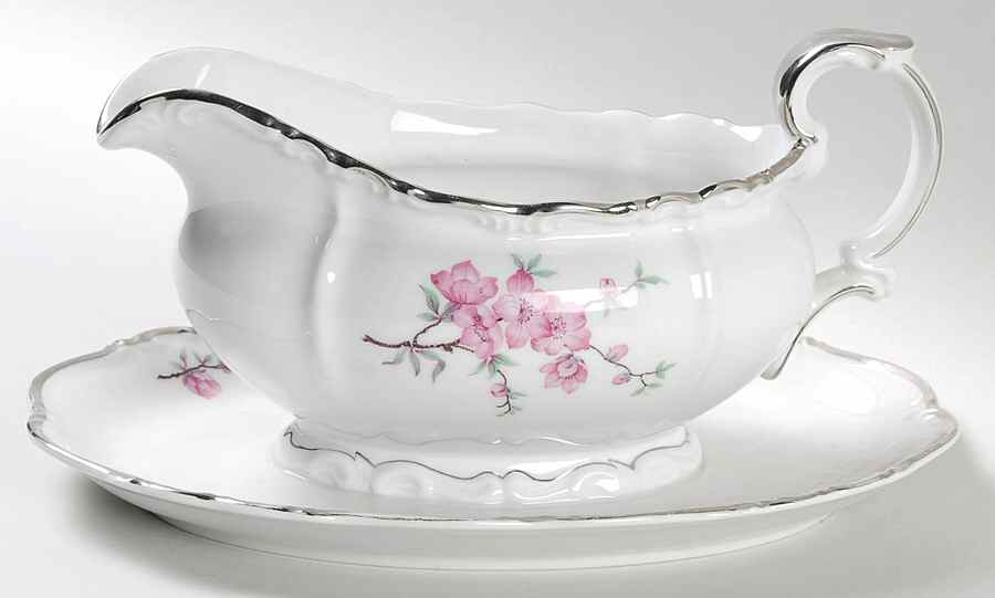 Madam Butterfly Gravy Boat with Attached Underplate by Edelstein-1