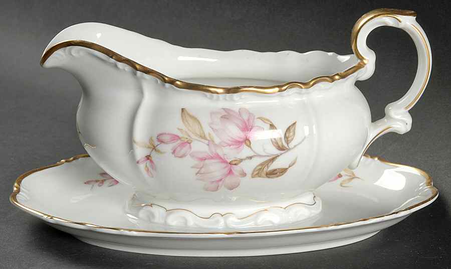 Magnolia Gravy Boat with Attached Underplate by Edelstein-1