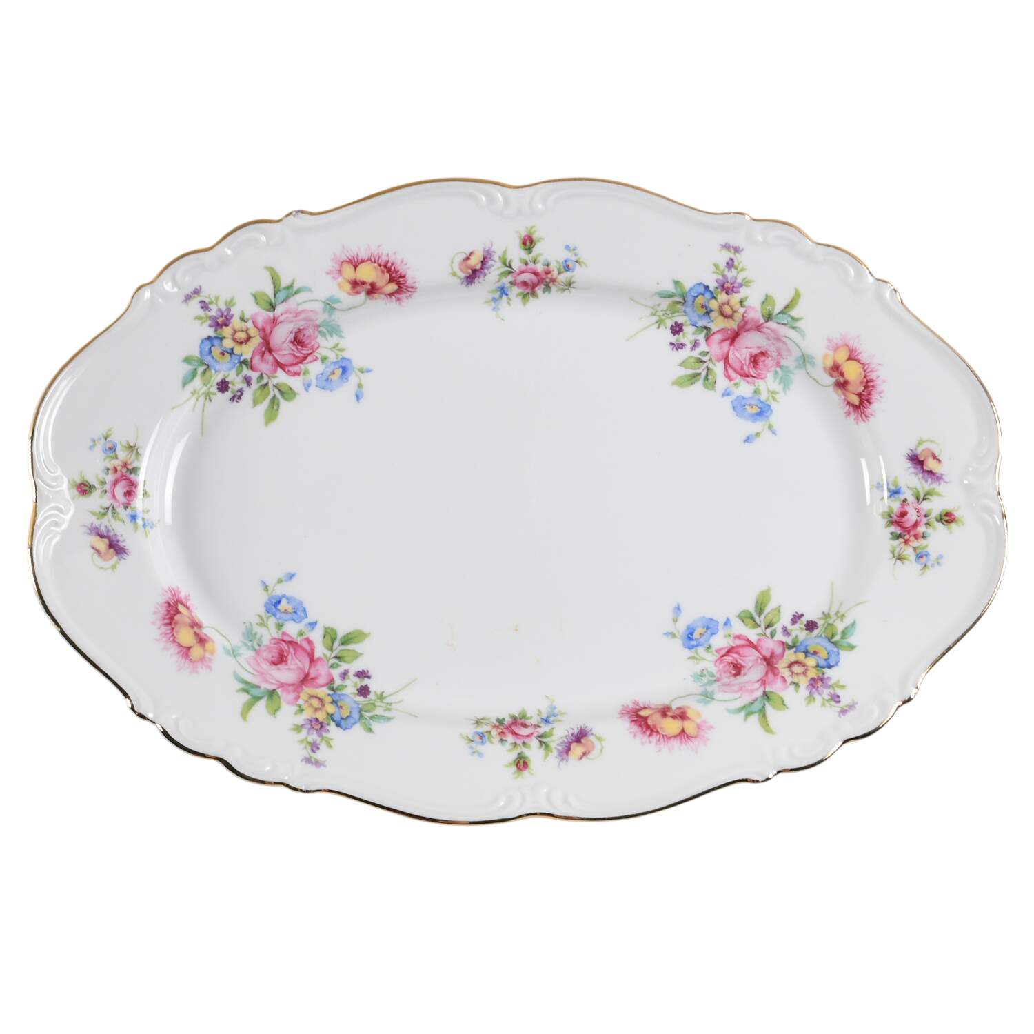 Meissen Floral 13" Oval Serving Platter by Edelstein-1