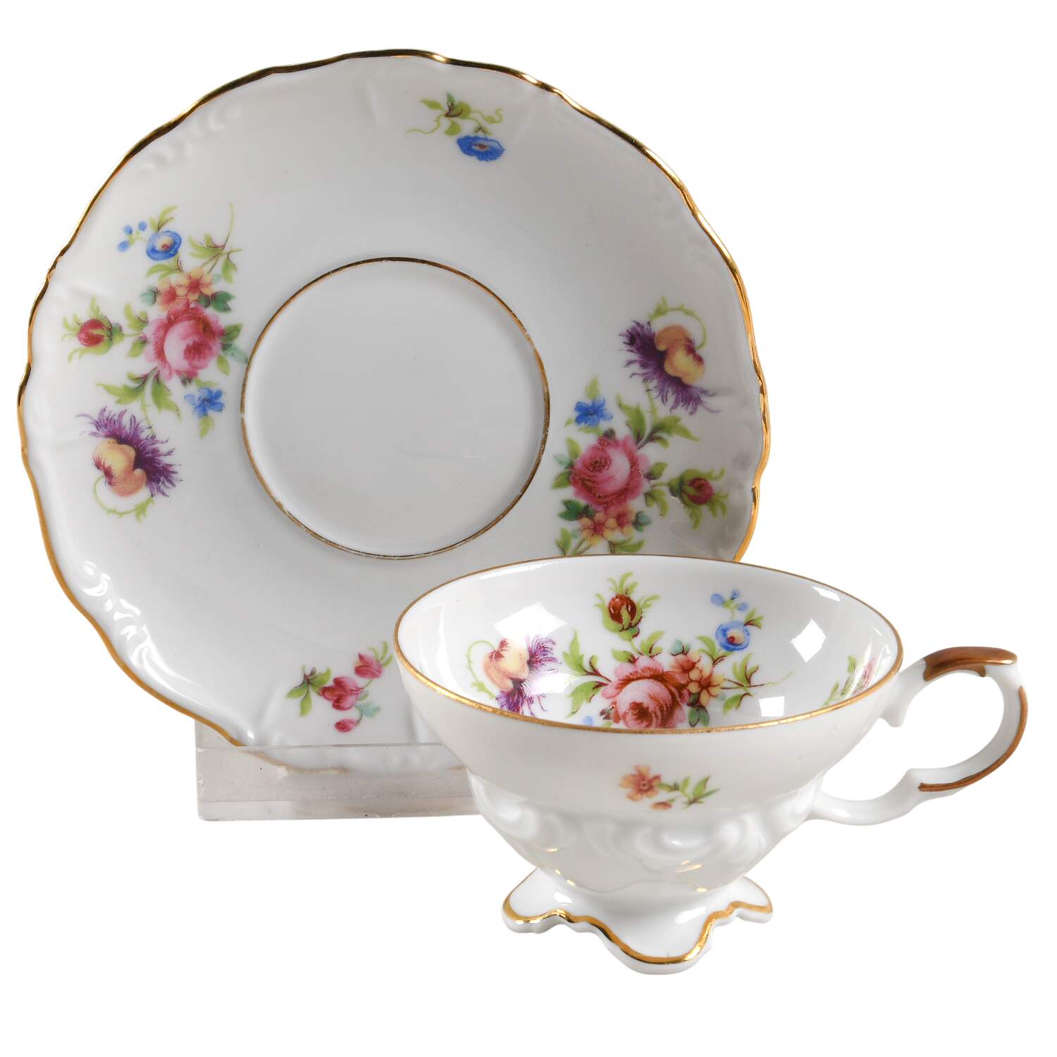 Meissen Floral Footed Demitasse Cup & Saucer Set by Edelstein-1