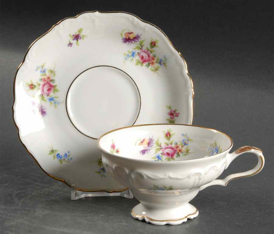 Meissen Floral Footed Cup & Saucer Set by Edelstein-1