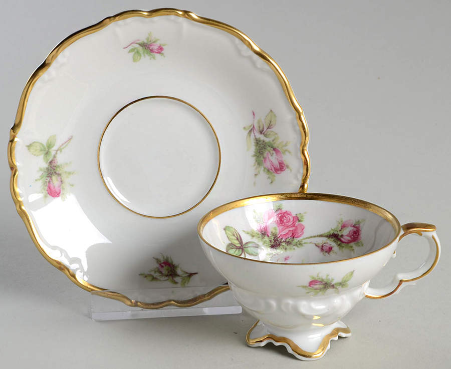 Moss Rose Footed Demitasse Cup & Saucer Set by Edelstein-1