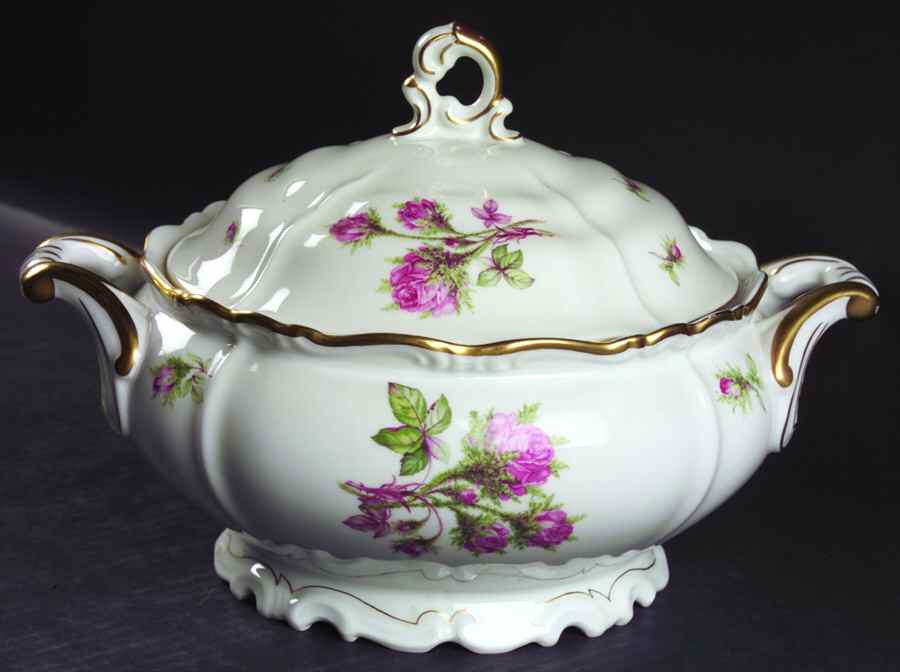 Moss Rose Round Covered Vegetable by Edelstein-1