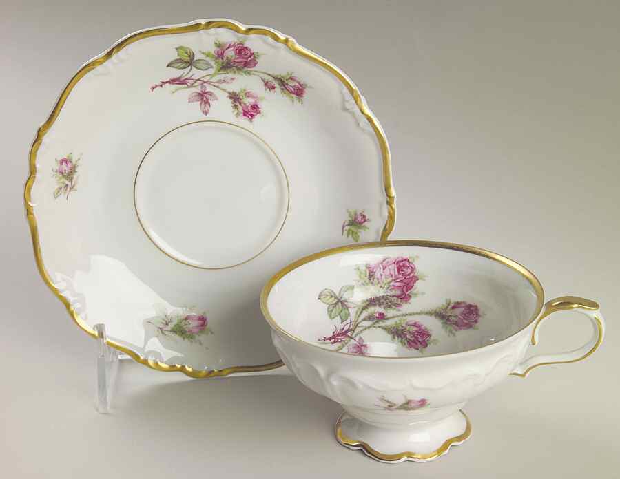 Moss Rose Footed Cup & Saucer Set by Edelstein-1