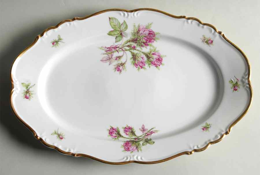 Moss Rose 13" Oval Serving Platter by Edelstein-1