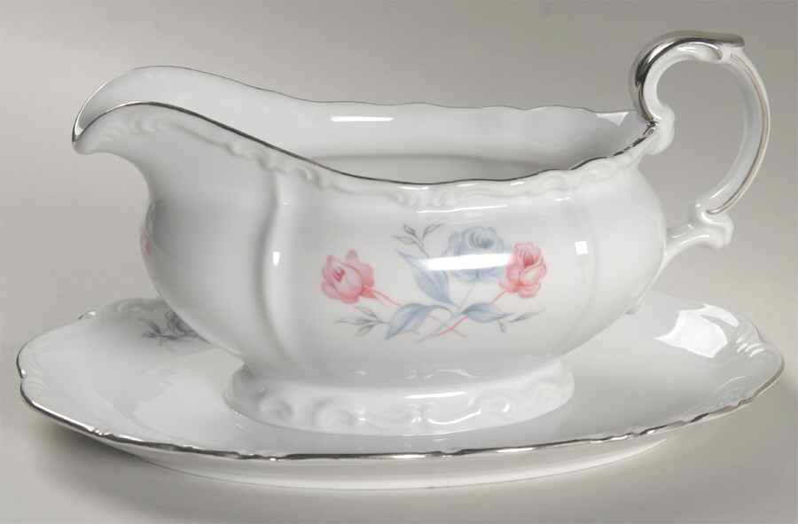 Monaco Rose Gravy Boat with Attached Underplate by Edelstein-1