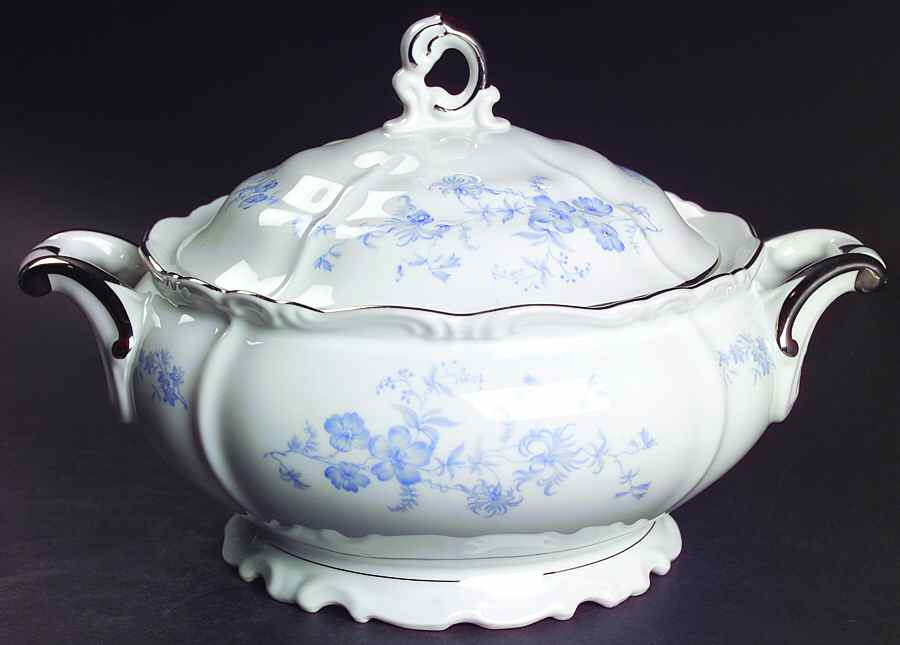 Ocean Blue Round Covered Vegetable by Edelstein-1