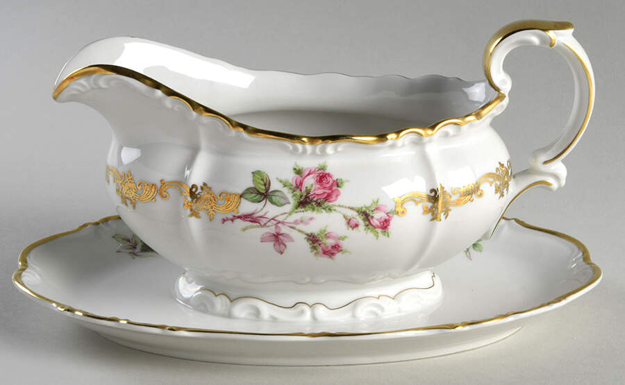Princess Rose Gravy Boat with Attached Underplate by Edelstein-1