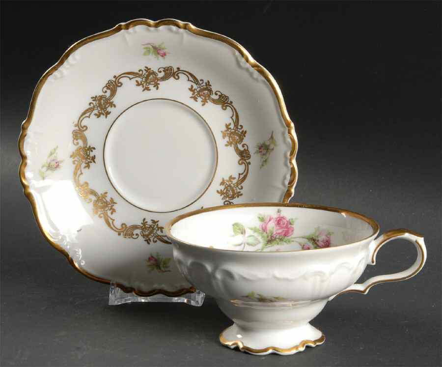 Princess Rose Footed Cup & Saucer Set by Edelstein-1