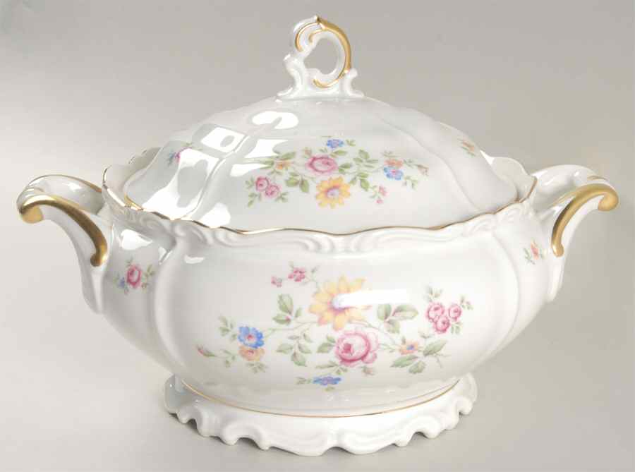 Queen's Rose (Whitebckgd) Round Covered Vegetable by Edelstein-1