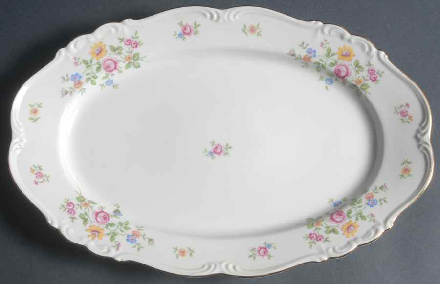 Queen's Rose (Whitebckgd) 13" Oval Serving Platter by Edelstein-1