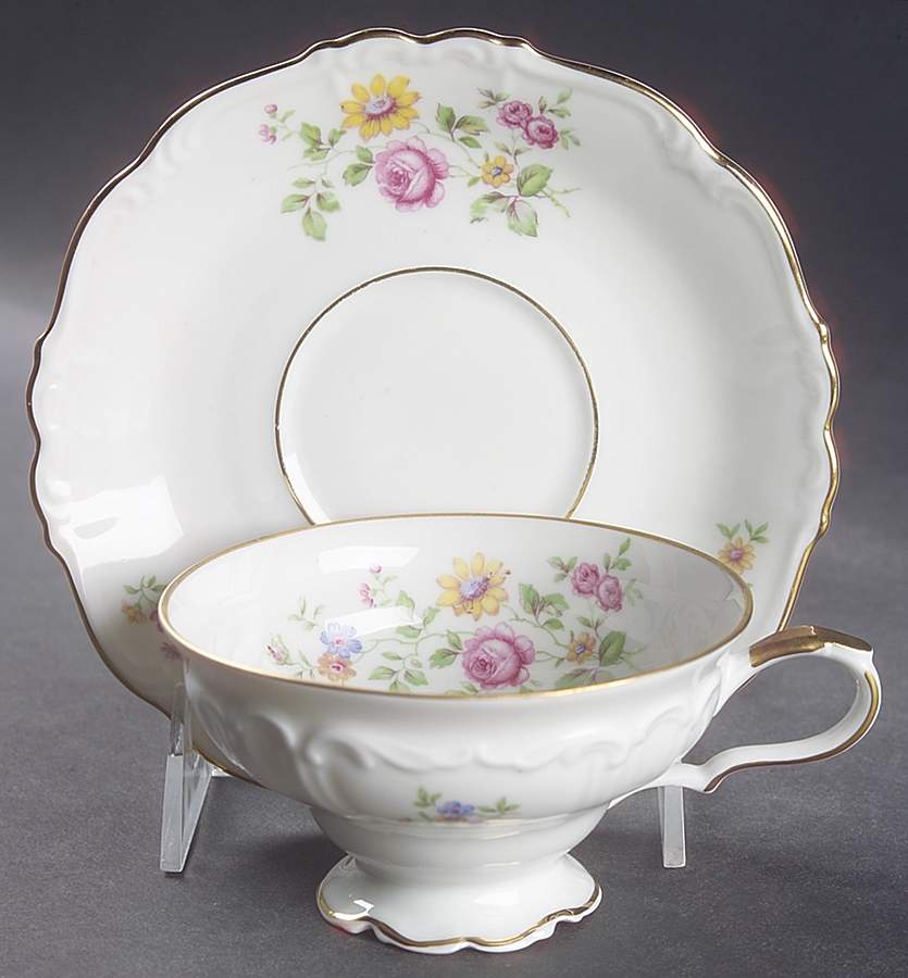 Queen's Rose (Whitebckgd) Footed Cup & Saucer Set by Edelstein-1