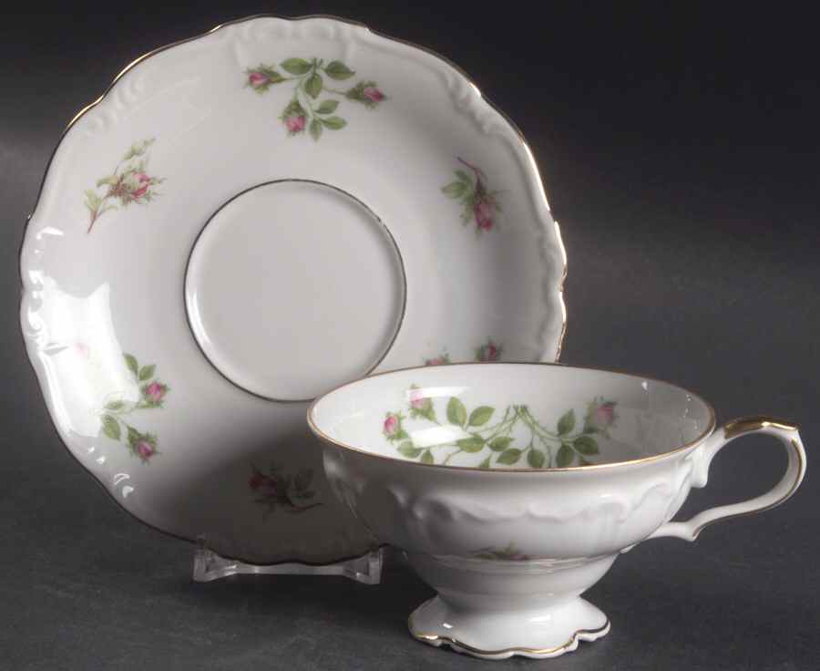 Rosebud Footed Cup & Saucer Set by Edelstein-1