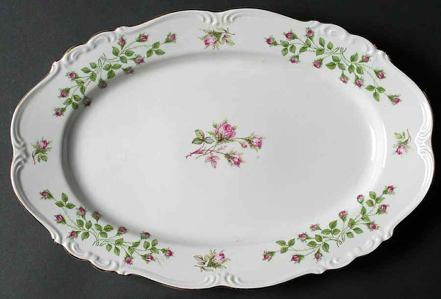 Rosebud 13" Oval Serving Platter by Edelstein-1