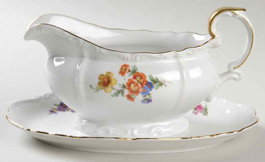 Rosetta Gravy Boat with Attached Underplate by Edelstein-1
