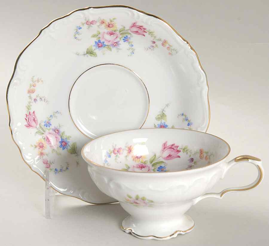 Spring Floral Footed Cup & Saucer Set by Edelstein-1