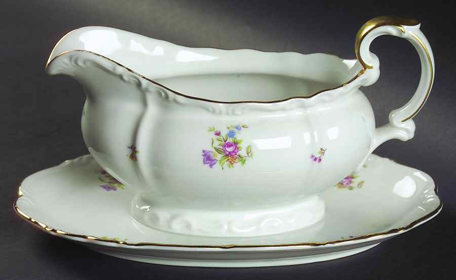 Springtime Gravy Boat with Attached Underplate by Edelstein-1