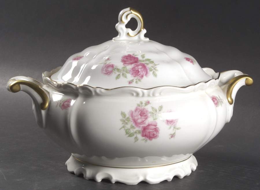 Three Roses Round Covered Vegetable by Edelstein-1