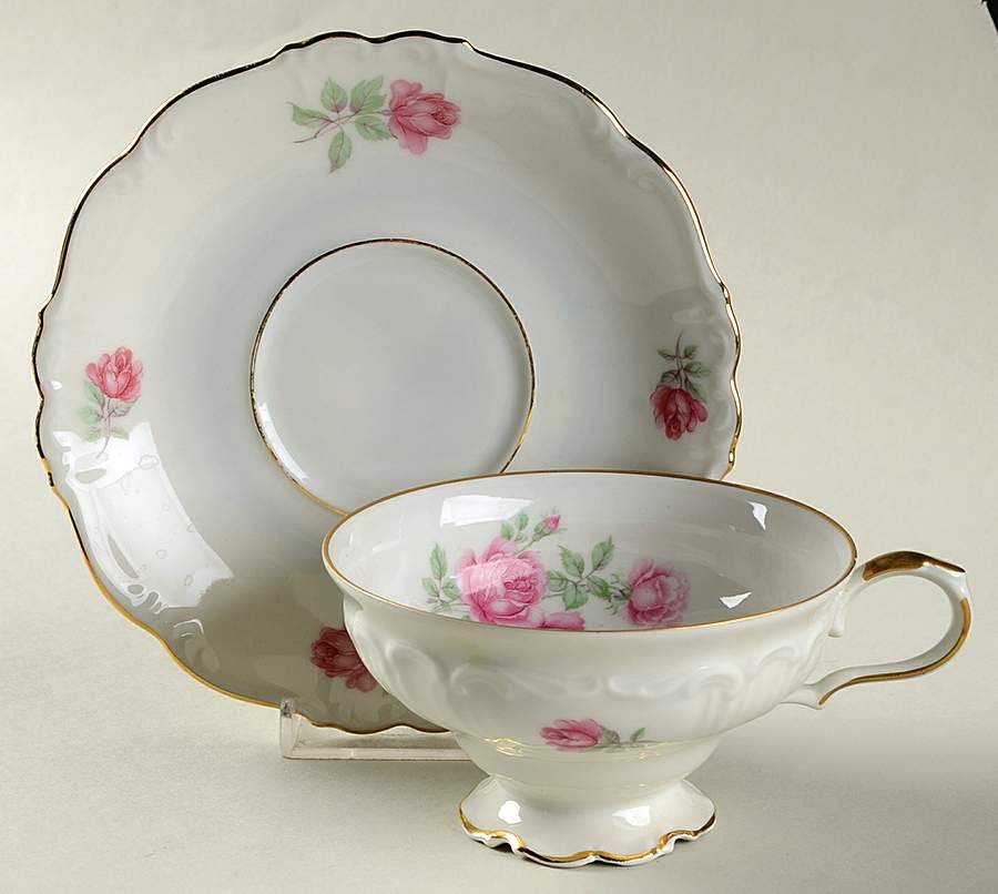 Three Roses Footed Cup & Saucer Set by Edelstein-1