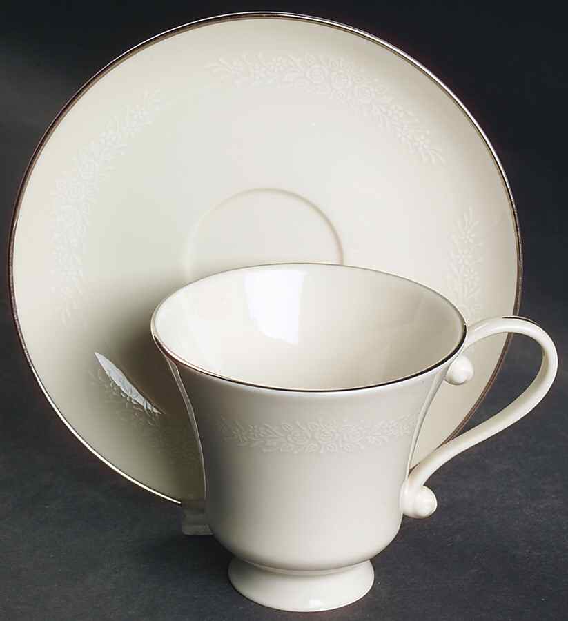 Bridal Veil Footed Cup & Saucer Set by Edgerton-1