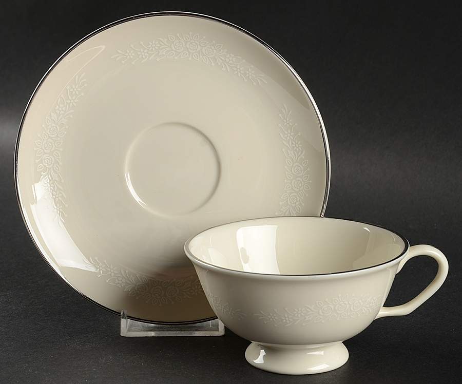 Bridal Veil Footed Cup & Saucer Set by Edgerton-1