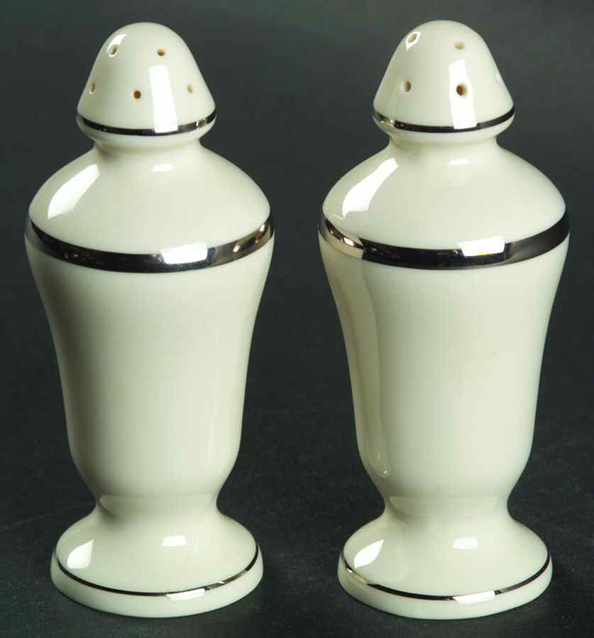 Classic Off White (Platinum Trim) Salt & Pepper Set by Edgerton-1