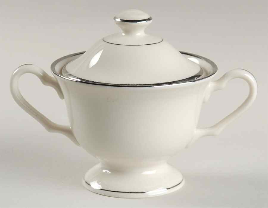 Classic Off White (Platinum Trim) Sugar Bowl & Lid by Edgerton-1