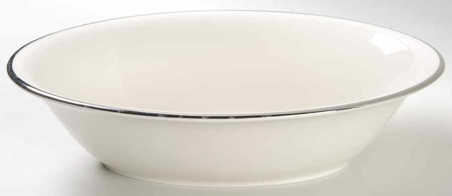 Classic Off White (Platinum Trim) 9" Oval Vegetable Bowl by Edgerton-1