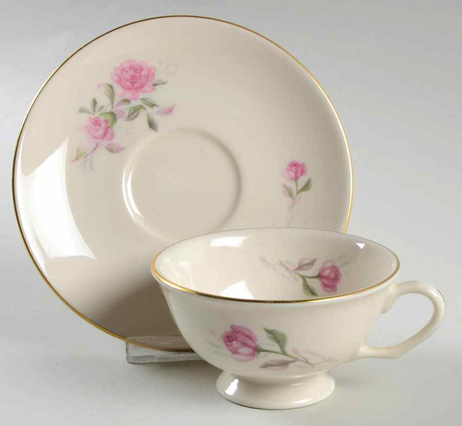 Honeymoon Rose Footed Cup & Saucer Set by Edgerton-1