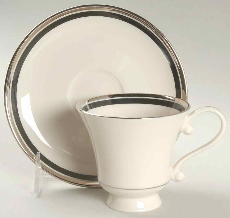 Solitaire Footed Cup & Saucer Set by Edgerton-1