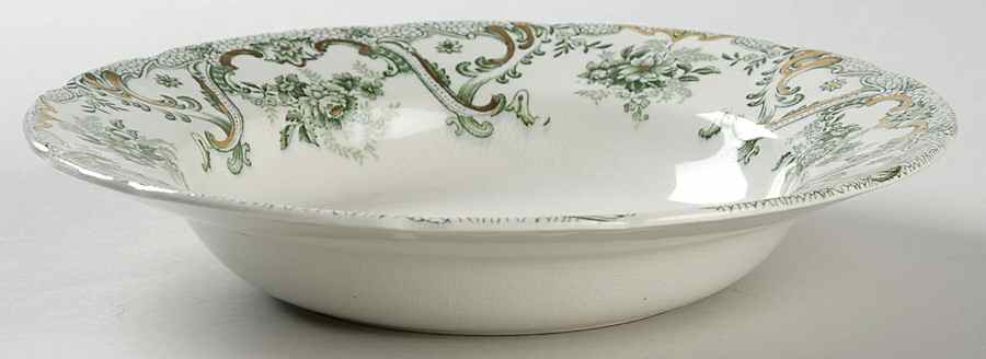 Keswick (Green, Gold Accent) Large Rim Soup Bowl by John Edwards-1