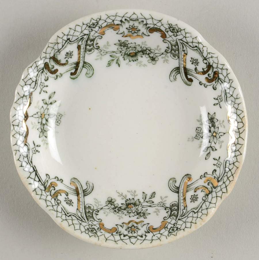 Keswick (Green, Gold Accent) Butter Pat by John Edwards-1