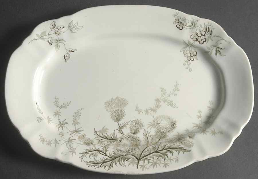 Thistle (Green Gray) 14" Oval Serving Platter by John Edwards-1