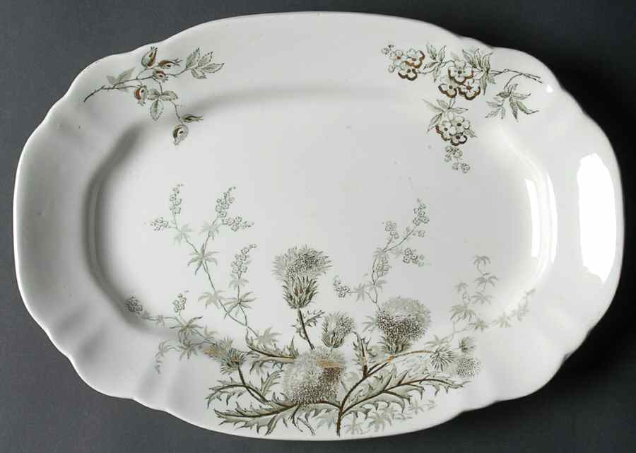 Thistle (Green Gray) 12" Oval Serving Platter by John Edwards-1